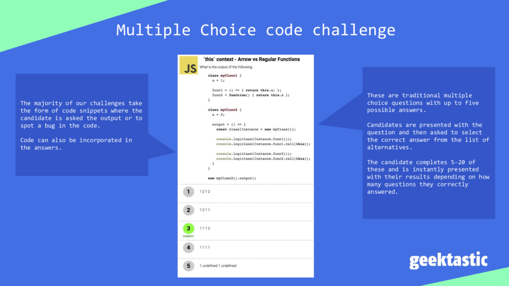 Geektastic Multi Choice Questions Slide