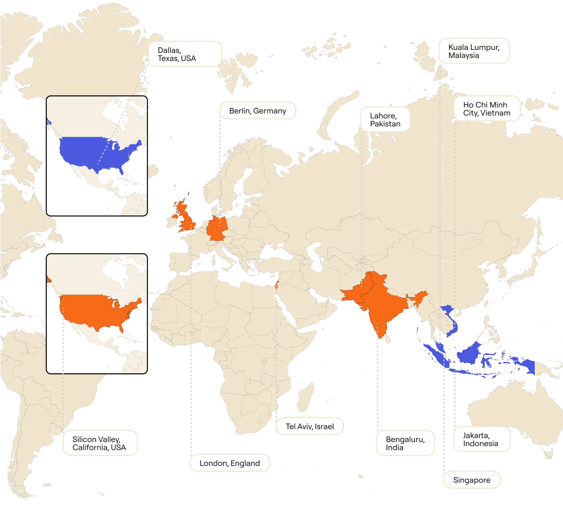 Established and emerging talent hubs